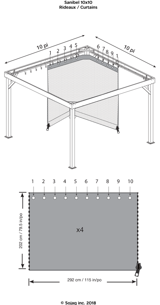 Curtains for Sanibel Gazebo 8x8, 10x10 (Gazebo Not Included) - Sheds For Space