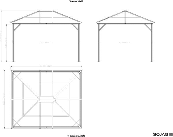 Verona Hardtop Gazebo 10x10, 10x12, and 10x14 - Sheds For Space