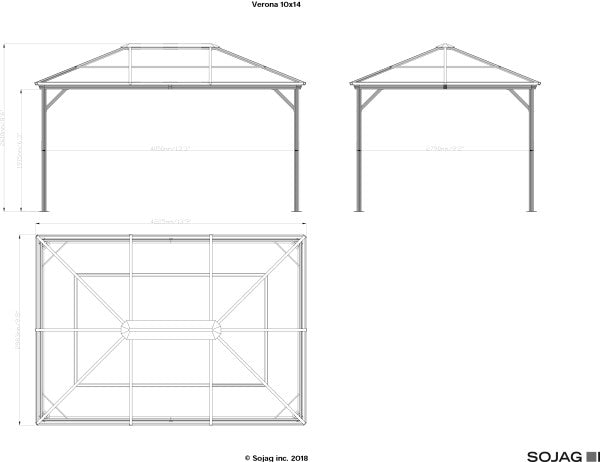 Verona Hardtop Gazebo 10x10, 10x12, and 10x14 - Sheds For Space