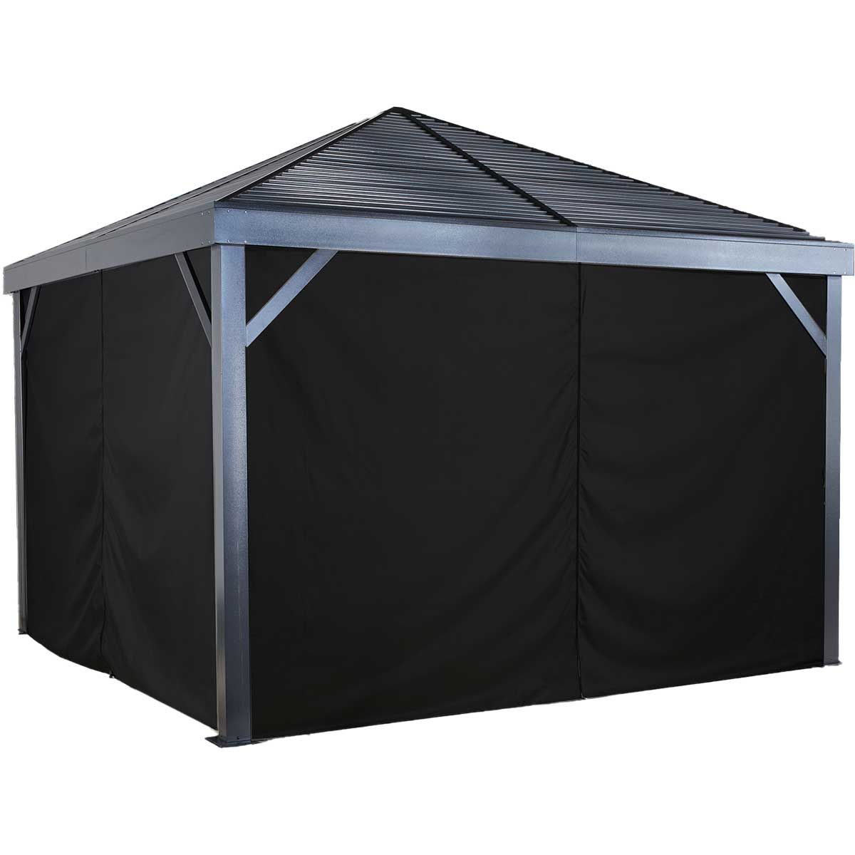 Curtains for South Beach Gazebo, 12 ft. x 12 ft. Black, (Gazebo Not Included) - Sheds For Space