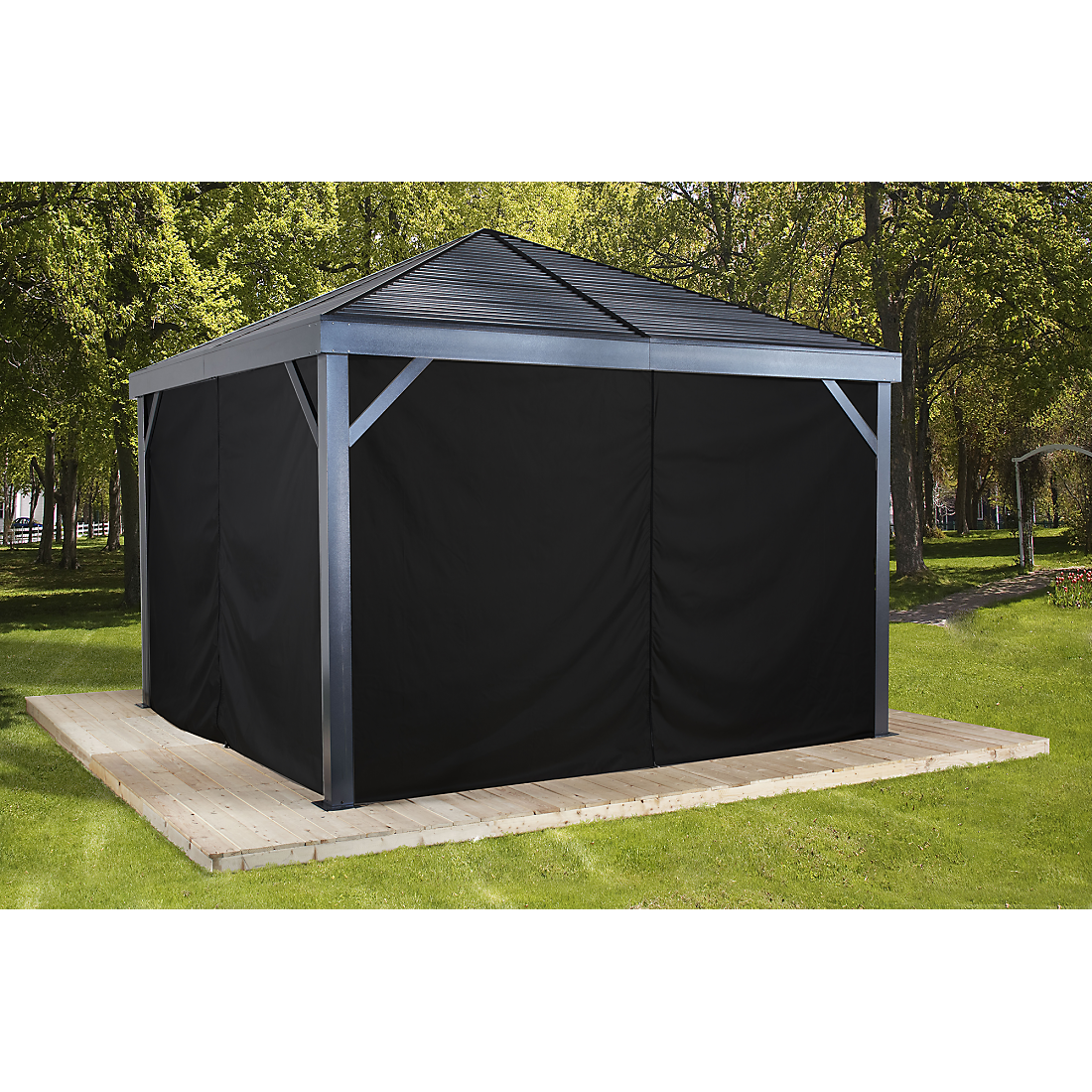 Curtains for South Beach Gazebo, 12 ft. x 12 ft. Black, (Gazebo Not Included) - Sheds For Space