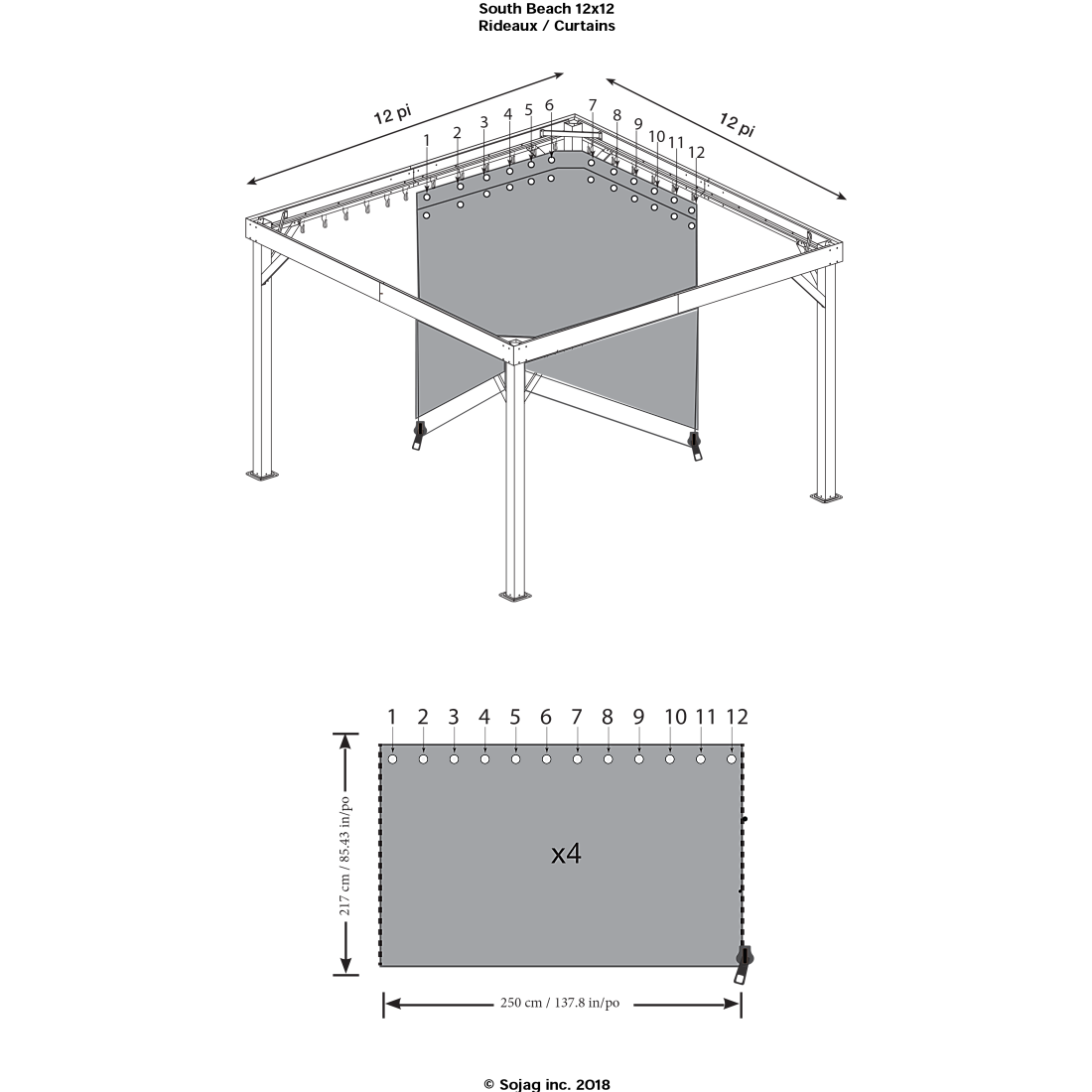 Curtains for South Beach Gazebo, 12 ft. x 12 ft. Black, (Gazebo Not Included) - Sheds For Space