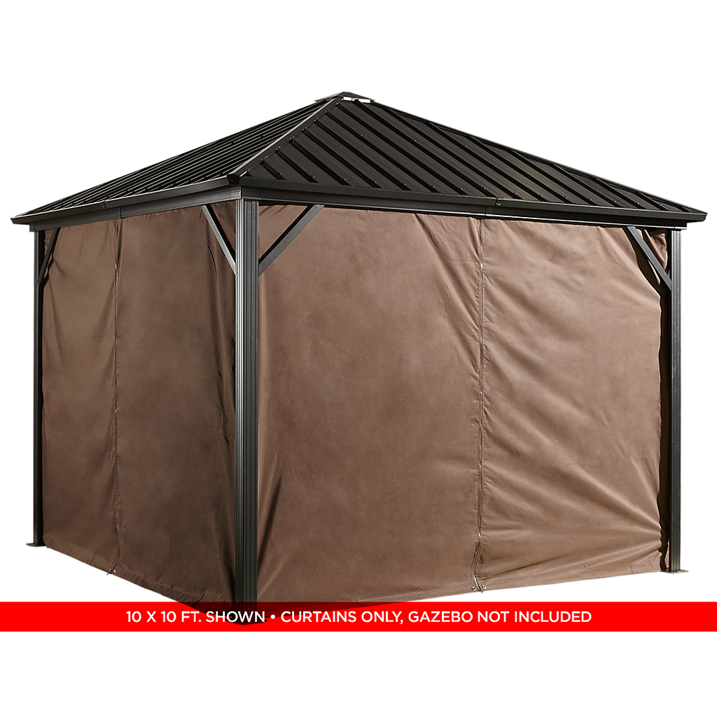 Curtains for Dakota Gazebo, Brown, 8x8, 10x10, 10x12 (Gazebo Not Included) - Sheds For Space