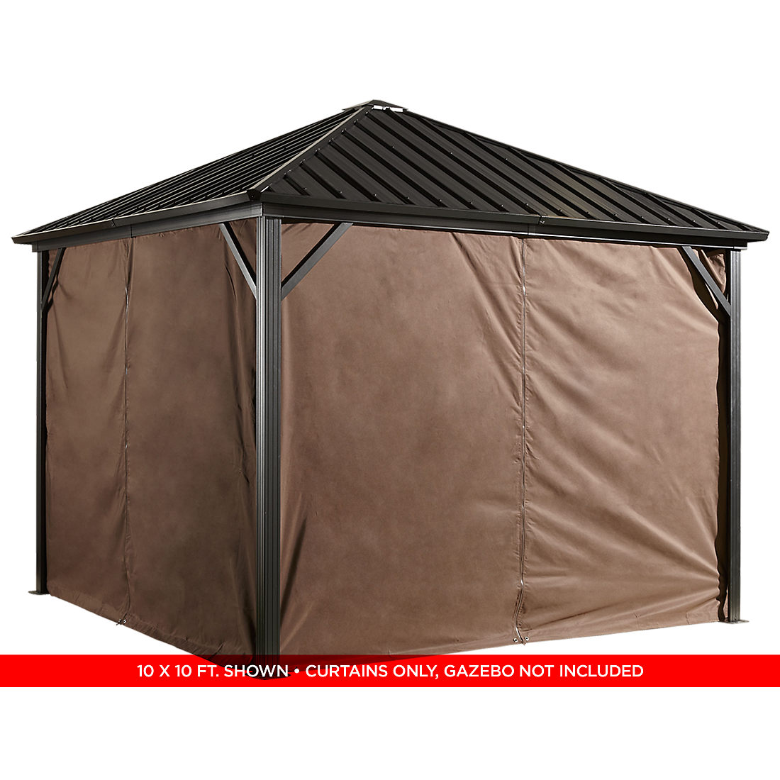 Curtains for Dakota Gazebo, Brown, 8x8, 10x10, 10x12 (Gazebo Not Included) - Sheds For Space