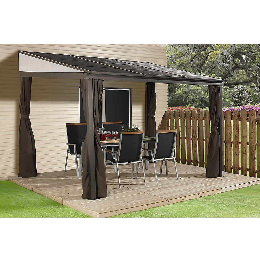 Portland Wall-Mounted Hardtop Gazebo 10x12 and 10x14 - Sheds For Space