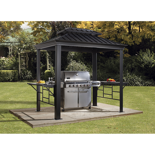 BBQ Messina Hardtop Grill Gazebo, 6 ft. x 8 ft. Dark Gray - Sheds For Space