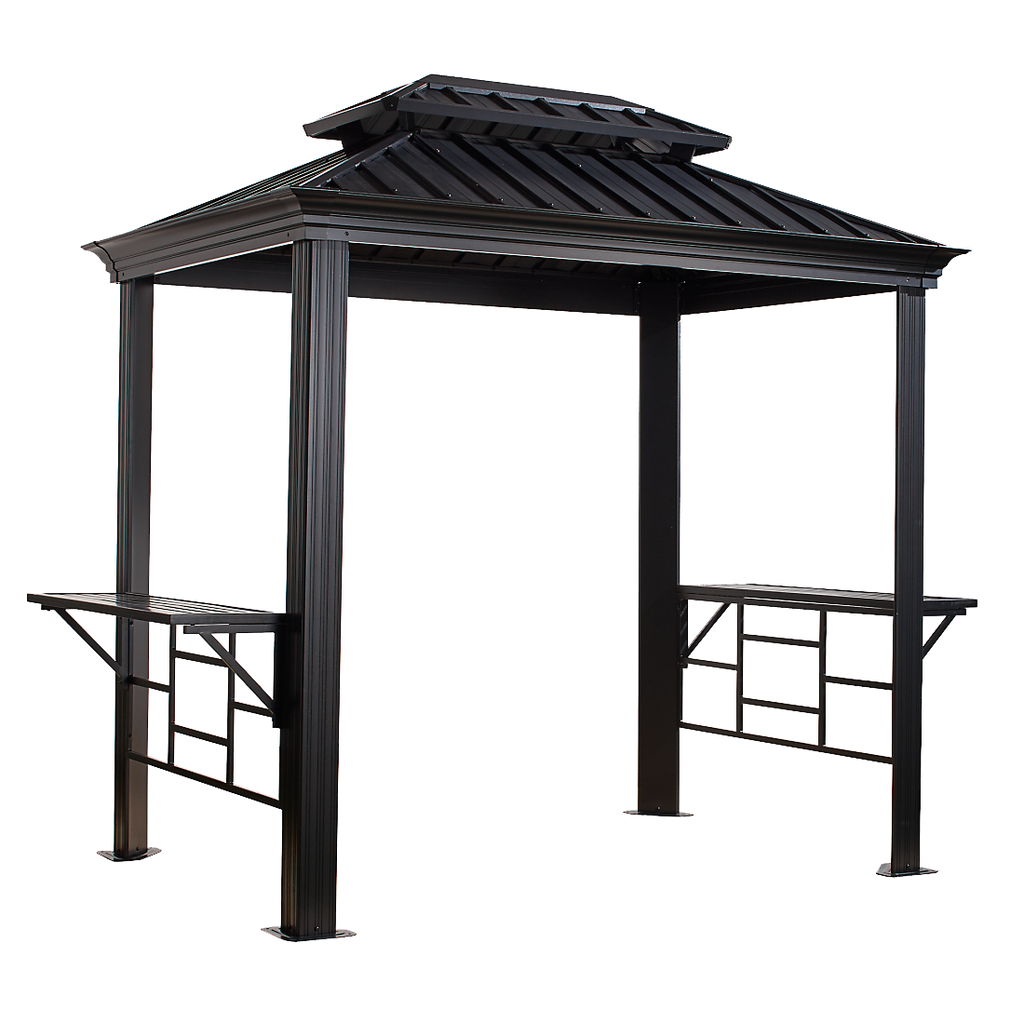 BBQ Messina Hardtop Grill Gazebo, 6 ft. x 8 ft. Dark Gray - Sheds For Space