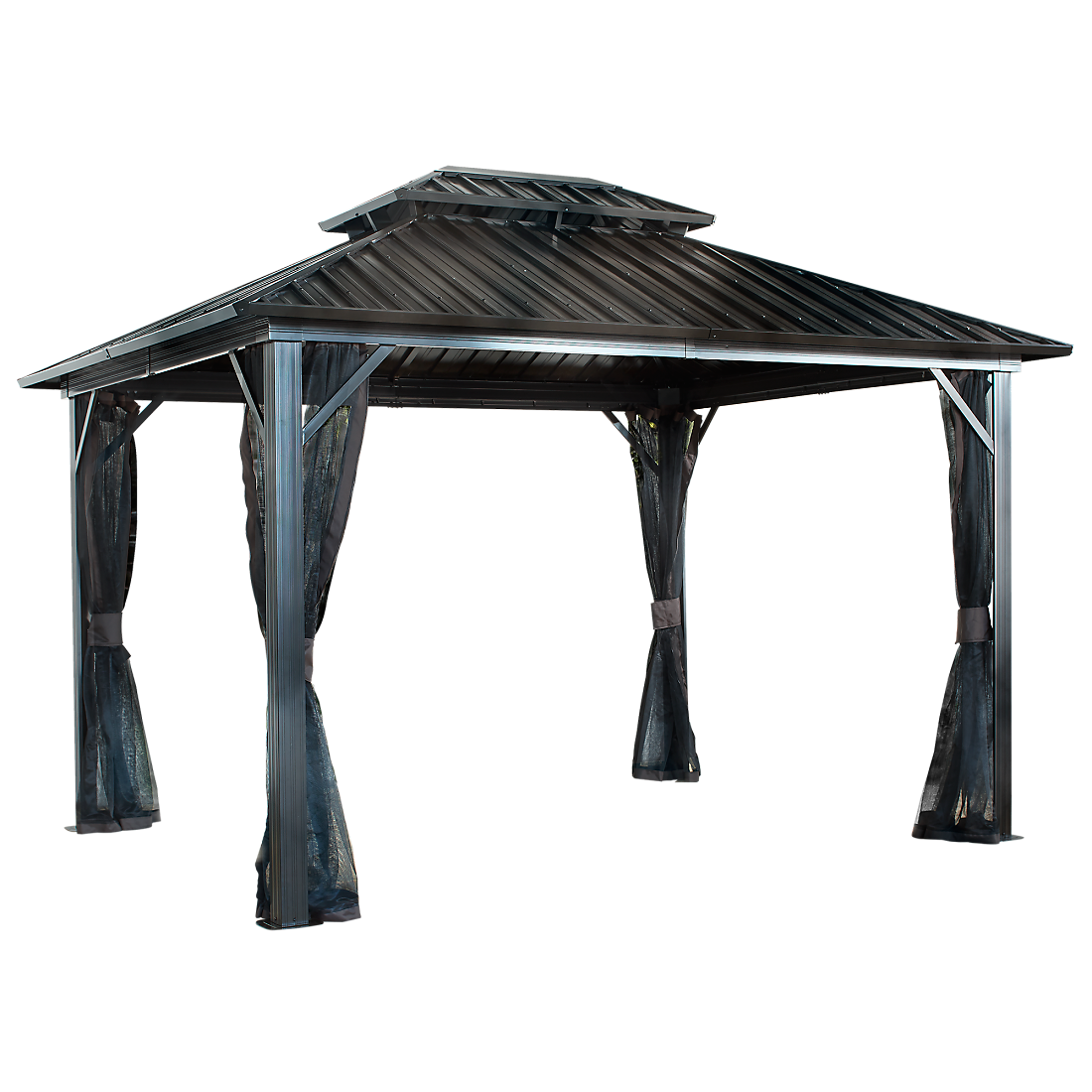 Genova II Double Roof Hardtop Gazebo 12x12 / 12x16 ft. - Sheds For Space