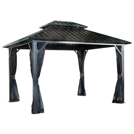 Genova II Double Roof Hardtop Gazebo 12x12 / 12x16 ft. - Sheds For Space