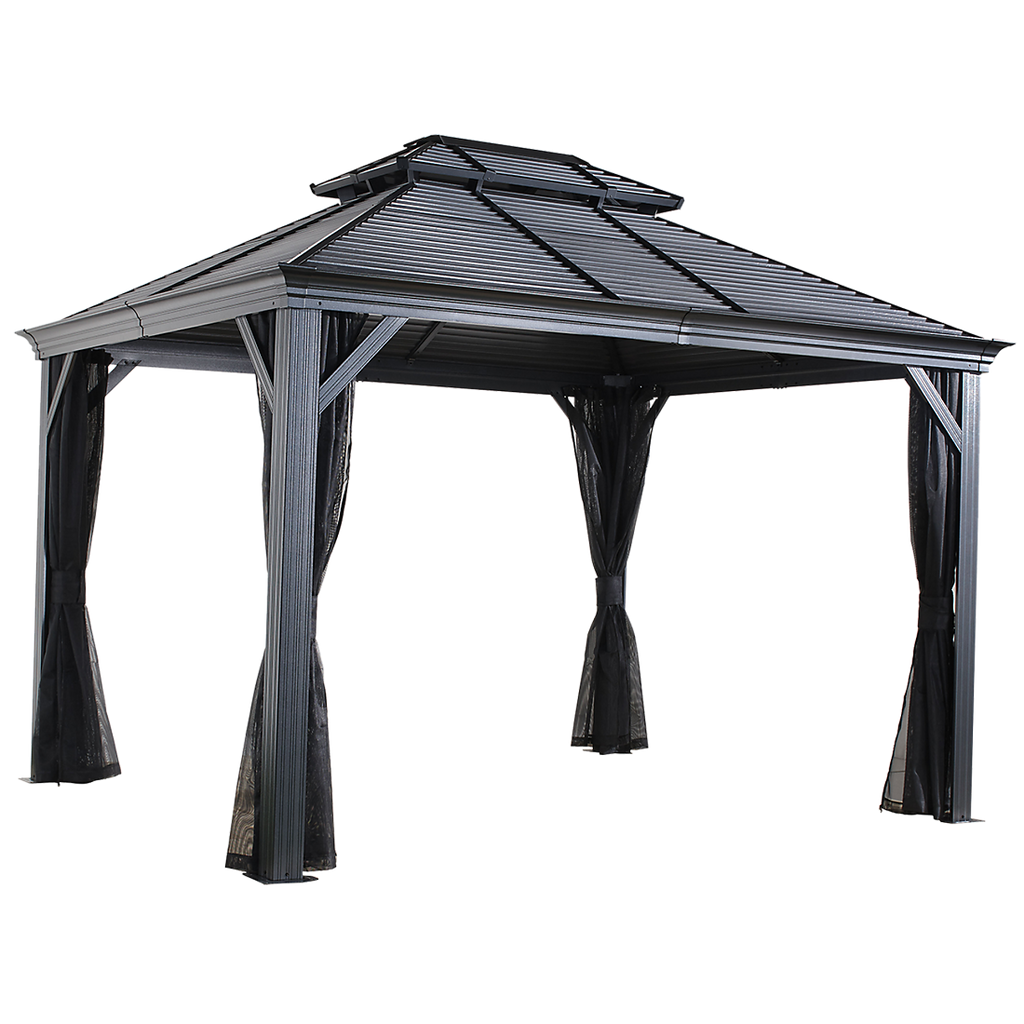 "Mykonos II" Double Roof Hardtop Gazebo  10x12 / 10x14 / 12x14 / 12x16 ft. - Sheds For Space