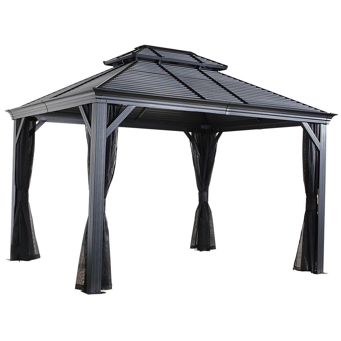 "Mykonos II" Double Roof Hardtop Gazebo  10x12 / 10x14 / 12x14 / 12x16 ft. - Sheds For Space