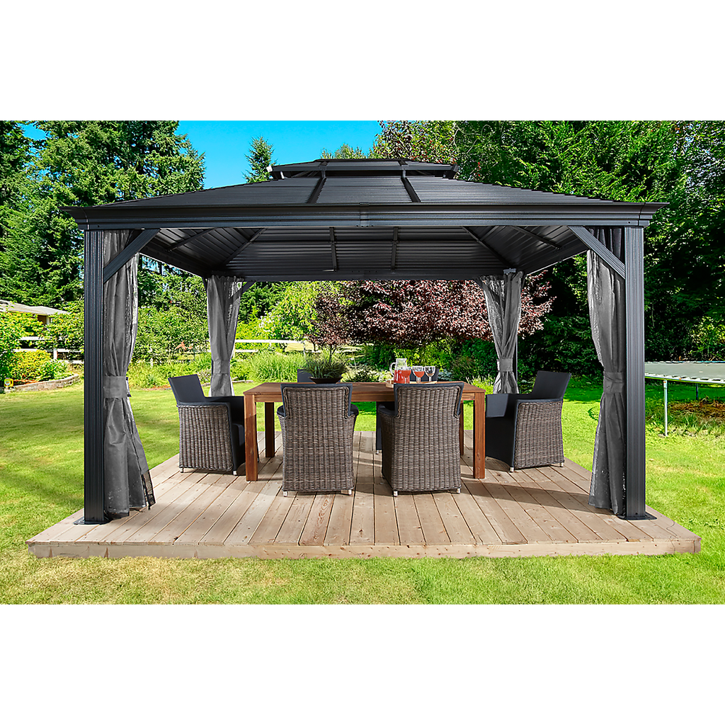 "Mykonos II" Double Roof Hardtop Gazebo  10x12 / 10x14 / 12x14 / 12x16 ft. - Sheds For Space