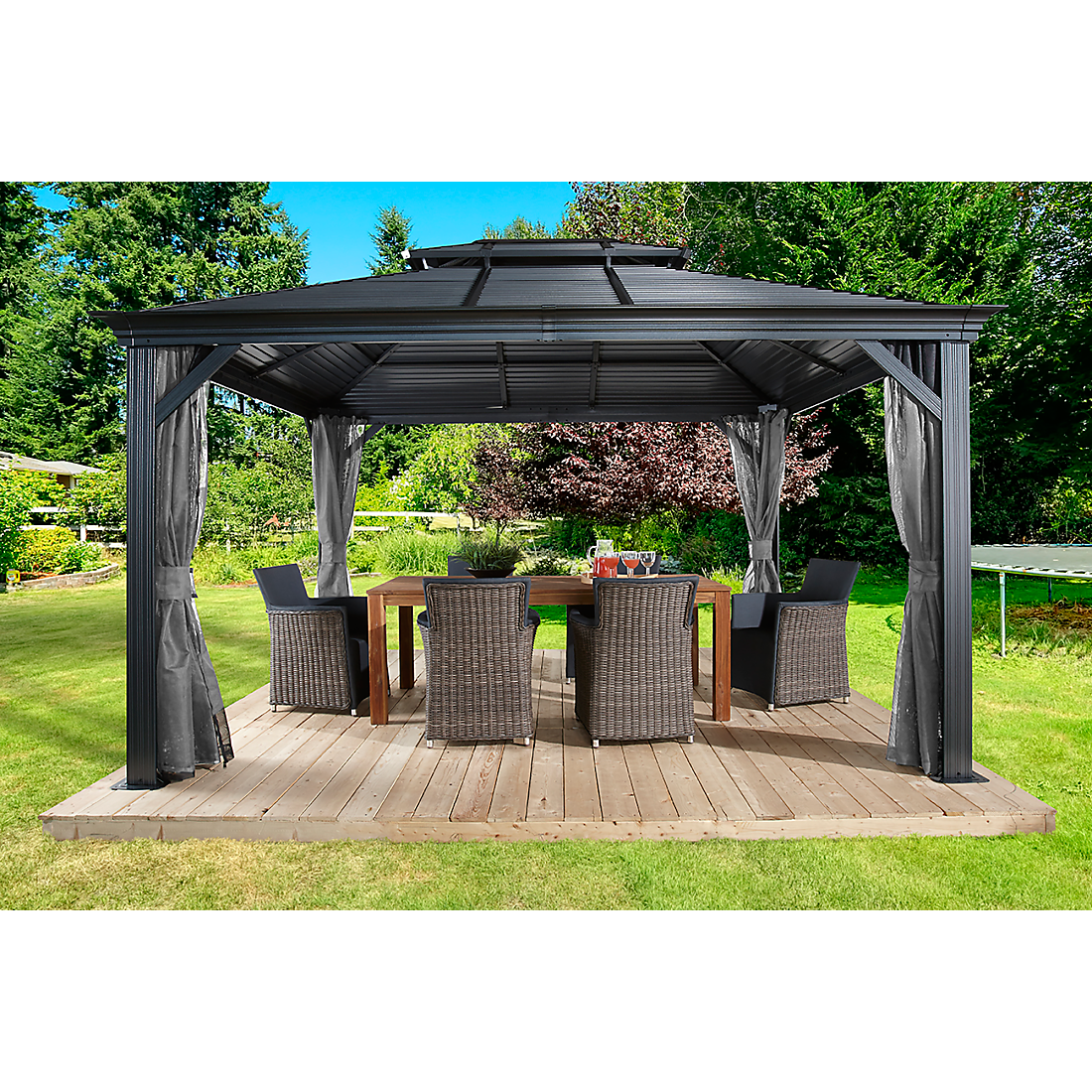 "Mykonos II" Double Roof Hardtop Gazebo  10x12 / 10x14 / 12x14 / 12x16 ft. - Sheds For Space