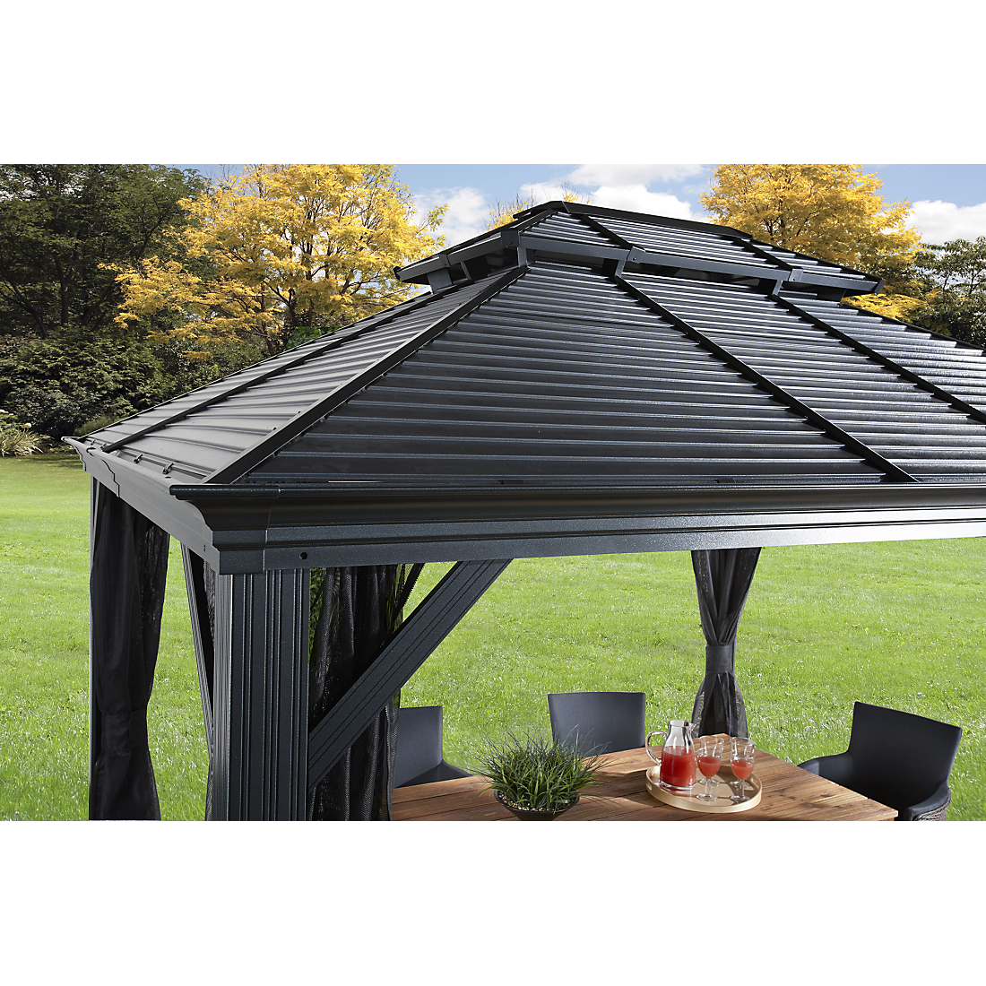 "Mykonos II" Double Roof Hardtop Gazebo  10x12 / 10x14 / 12x14 / 12x16 ft. - Sheds For Space