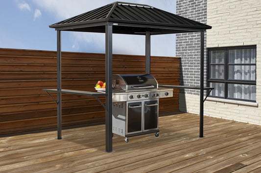 BBQ Dakota Hardtop Grill Gazebo, 6 ft. x 8 ft. Brown - Sheds For Space