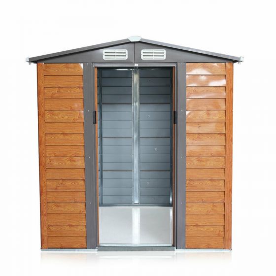 6x5 ft Steel Storage Shed (Wood Color) - Sheds For Space