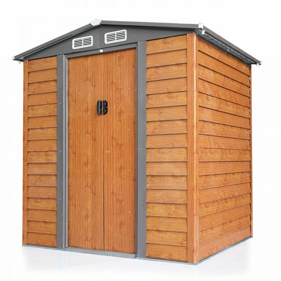 6x5 ft Steel Storage Shed (Wood Color) - Sheds For Space