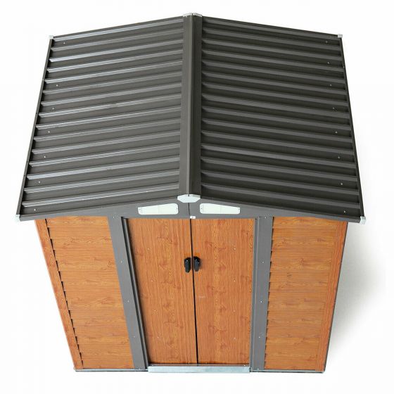 6x5 ft Steel Storage Shed (Wood Color) - Sheds For Space