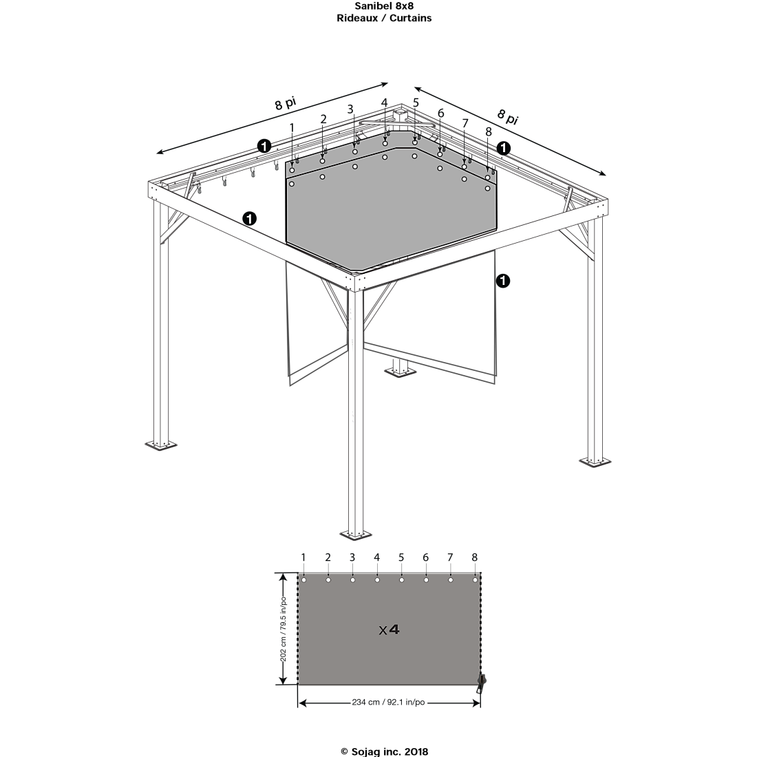 Curtains for Sanibel Gazebo 8x8, 10x10 (Gazebo Not Included) - Sheds For Space