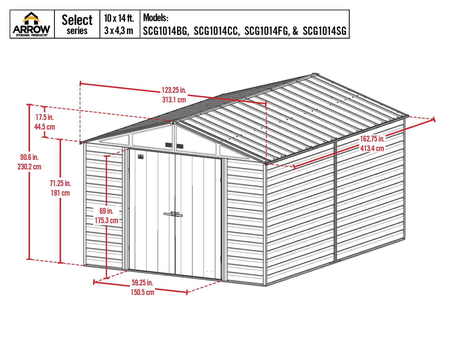 Arrow Select Steel Storage Shed, 10' Width x 14' Depth - Sheds For Space