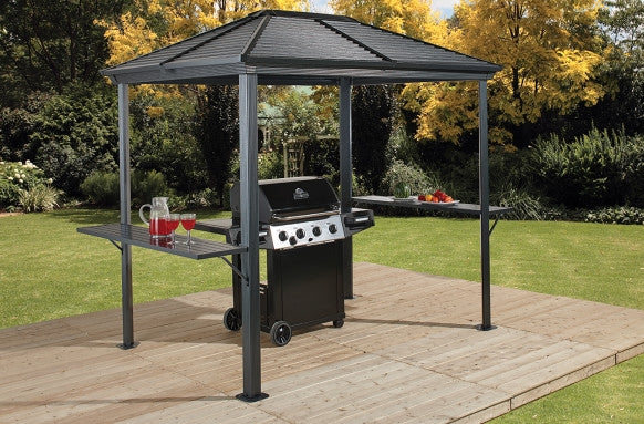 BBQ Ventura Hardtop Grill Gazebo, 5 ft. x 8 ft. Dark Gray - Sheds For Space