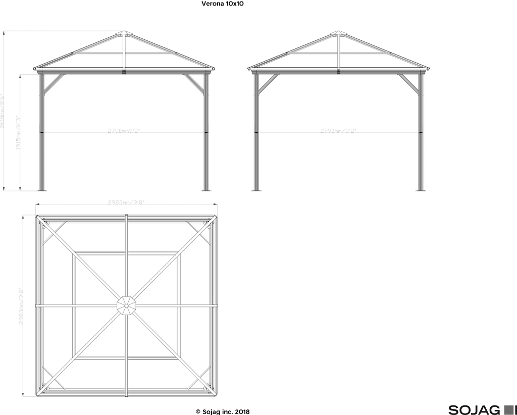 Verona Hardtop Gazebo 10x10, 10x12, and 10x14 - Sheds For Space