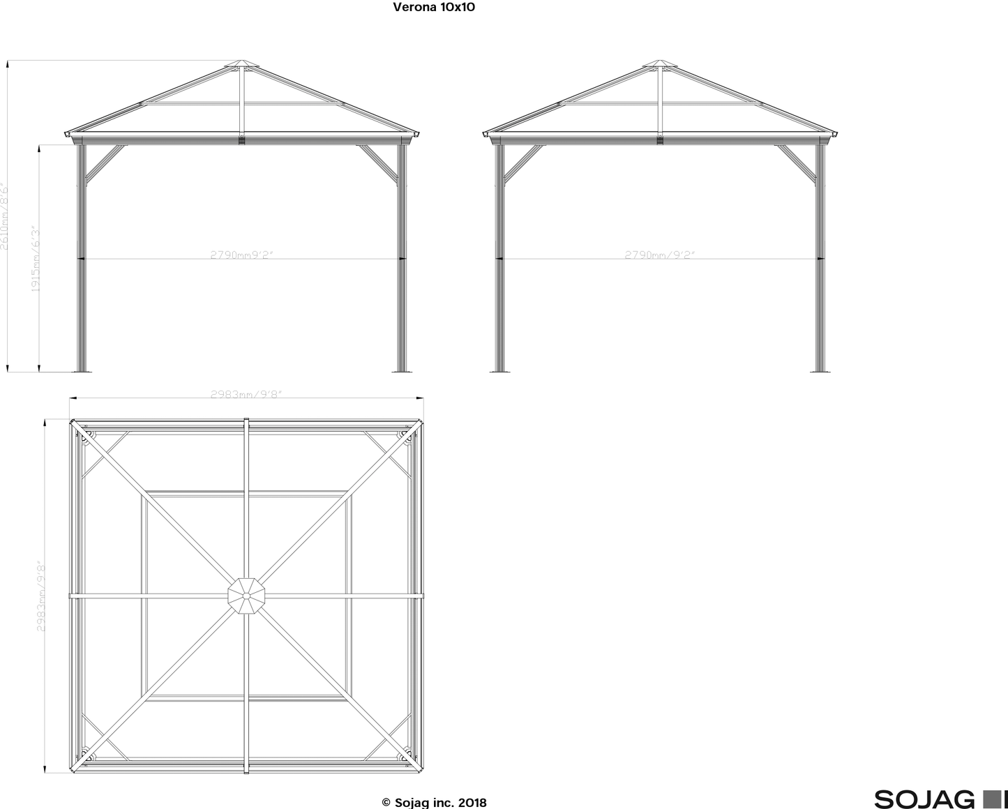 Verona Hardtop Gazebo 10x10, 10x12, and 10x14 - Sheds For Space