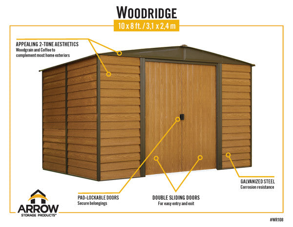 Woodridge Steel Storage Shed 10' Width x 8' Depth - Sheds For Space