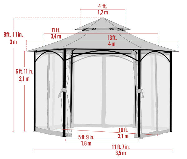 "Magnolia" Gazebo, 11 ft. x 11 ft. Bronze - Sheds For Space