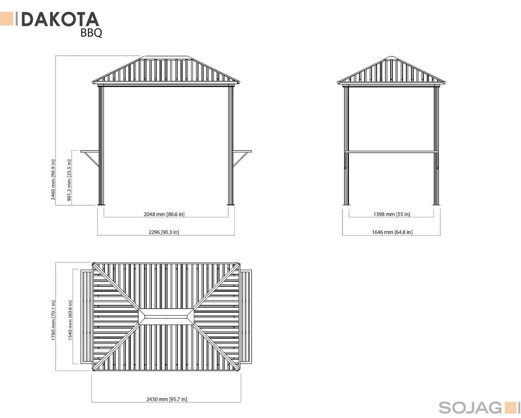 BBQ Dakota Hardtop Grill Gazebo, 6 ft. x 8 ft. Brown - Sheds For Space