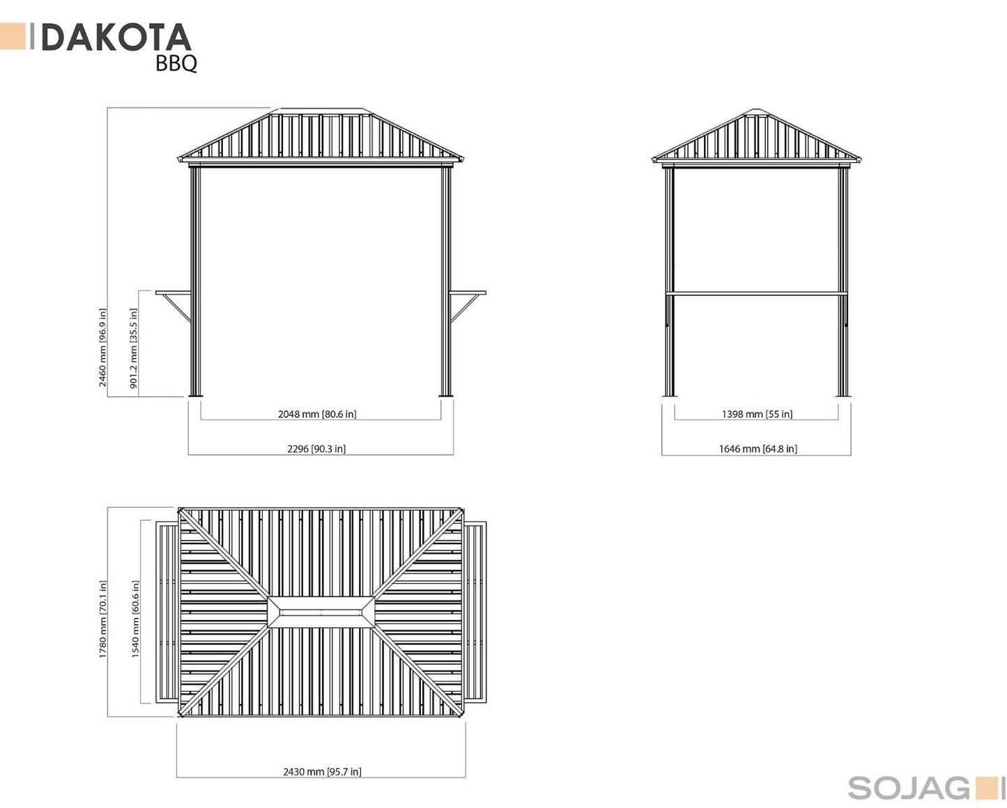 BBQ Dakota Hardtop Grill Gazebo, 6 ft. x 8 ft. Brown - Sheds For Space