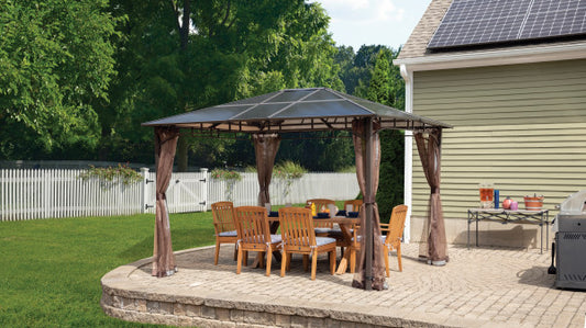 "Sycamore" Gazebo, 10 ft. x 12 ft. Dark Coffee - Sheds For Space