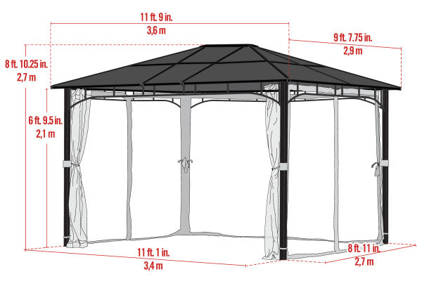 "Sycamore" Gazebo, 10 ft. x 12 ft. Dark Coffee - Sheds For Space