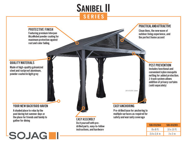 Sanibel II Hardtop Gazebo 8ft x 8ft - Sheds For Space