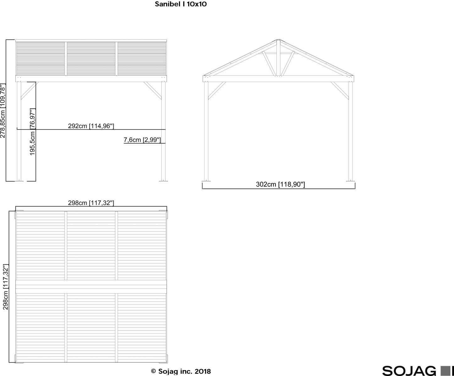 Sanibel I Hardtop Gazebo 8x8 and 10x10 - Sheds For Space