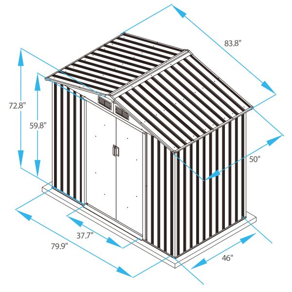 Metal Storage Shed - (7' Width x 4' Depth) Gray, Green, & Coffee Brown - Sheds For Space