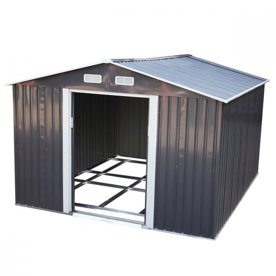 9 x 10 ft HD Steel Storage Shed (Gray) - Sheds For Space