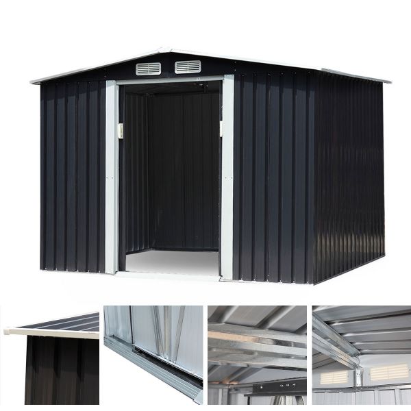 Metal Outdoor Storage Shed - Deep Gray (8' Width x 6' Depth) - Sheds For Space