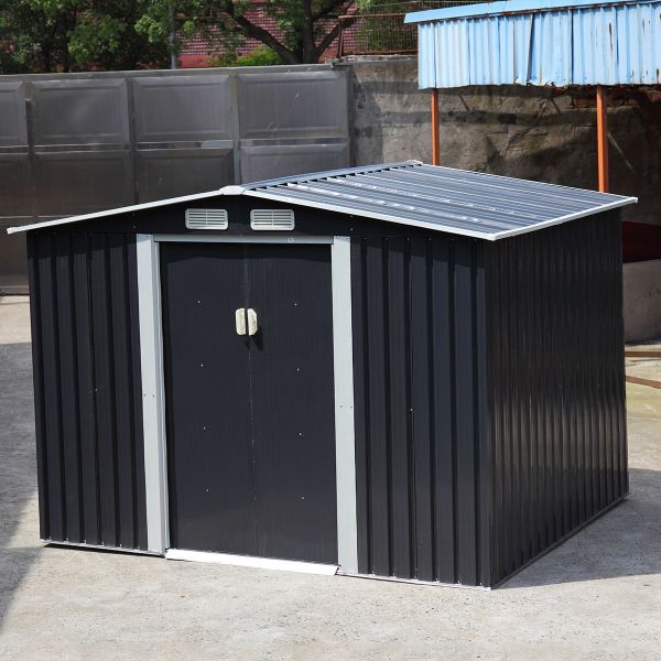 Metal Outdoor Storage Shed - Deep Gray (8' Width x 6' Depth) - Sheds For Space