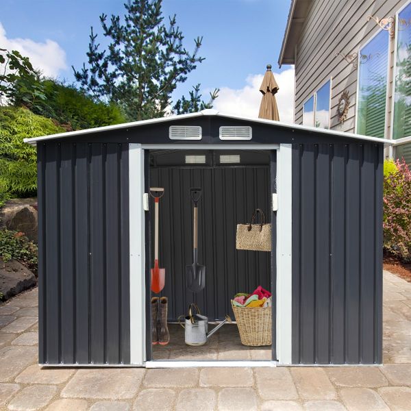 Metal Outdoor Storage Shed - Deep Gray (8' Width x 6' Depth) - Sheds For Space