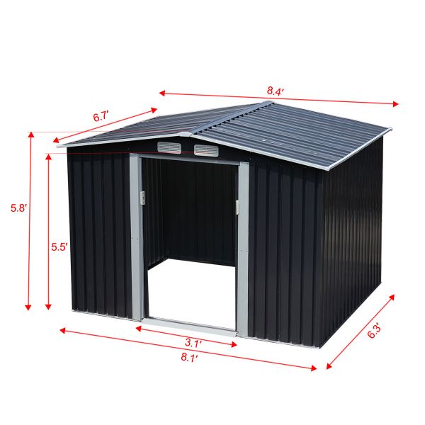 Metal Outdoor Storage Shed - Deep Gray (8' Width x 6' Depth) - Sheds For Space