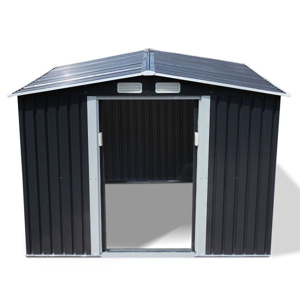 Metal Outdoor Storage Shed - Dark Gray (8' Width x 8' Depth) - Sheds For Space