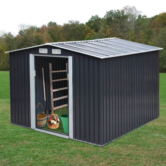 Metal Outdoor Storage Shed - Dark Gray (8' Width x 8' Depth) - Sheds For Space