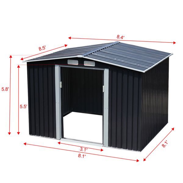 Metal Outdoor Storage Shed - Dark Gray (8' Width x 8' Depth) - Sheds For Space