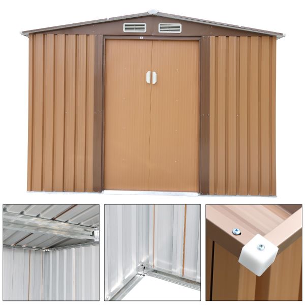 Metal Storage Shed - Coffee Brown (8' Width x 6' Depth) - Sheds For Space