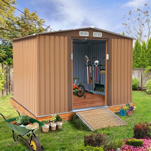 Metal Storage Shed - Coffee Brown (8' Width x 6' Depth) - Sheds For Space