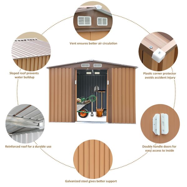 Metal Storage Shed - Coffee Brown (8' Width x 6' Depth) - Sheds For Space