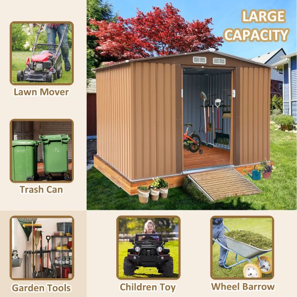 Metal Storage Shed - Coffee Brown (8' Width x 6' Depth) - Sheds For Space