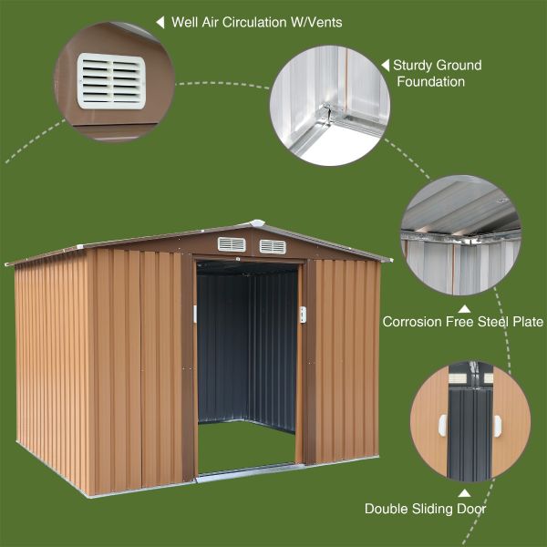 Metal Storage Shed - Coffee Brown (8' Width x 6' Depth) - Sheds For Space