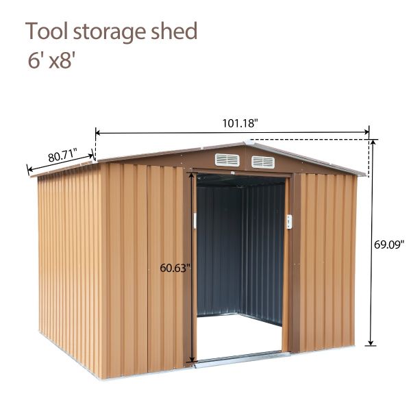 Metal Storage Shed - Coffee Brown (8' Width x 6' Depth) - Sheds For Space